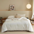 Luxlovery King White Comforter Set Plain White Bedding Comforter Set Solid White King Bed Size Cotton Comforter Soft King White