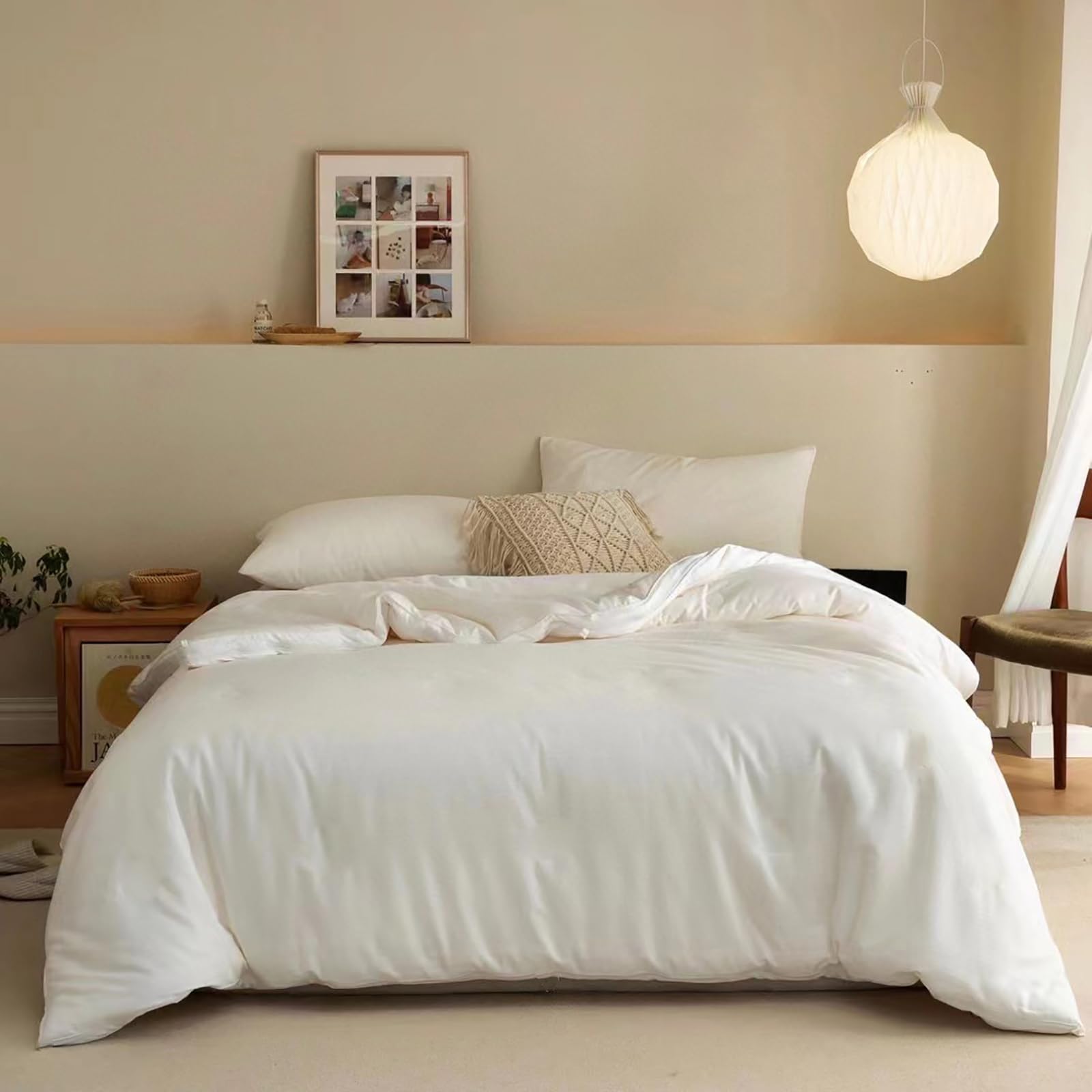 Luxlovery King White Comforter Set Plain White Bedding Comforter Set Solid White King Bed Size Cotton Comforter Soft King White