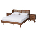 Baxton Studio Rina Ash Walnut Wood 3-Piece Full Size Bedroom Set With Rattan