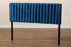 Baxton Studio Emile Modern and Contemporary Navy Blue Velvet Fabric Upholstered and Dark Brown Finished Wood Full Size Headboard