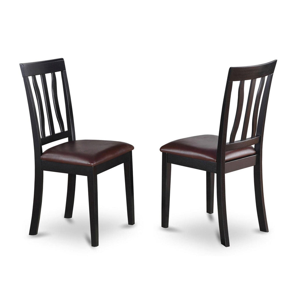 East West Furniture SUAN3-BCH-LC 3 Piece Dining Room Furniture Set Contains a Round Dining Table with Dropleaf & Shelves and 2 Faux Leather Upholstered Chairs, 42x42 Inch, Black & Cherry