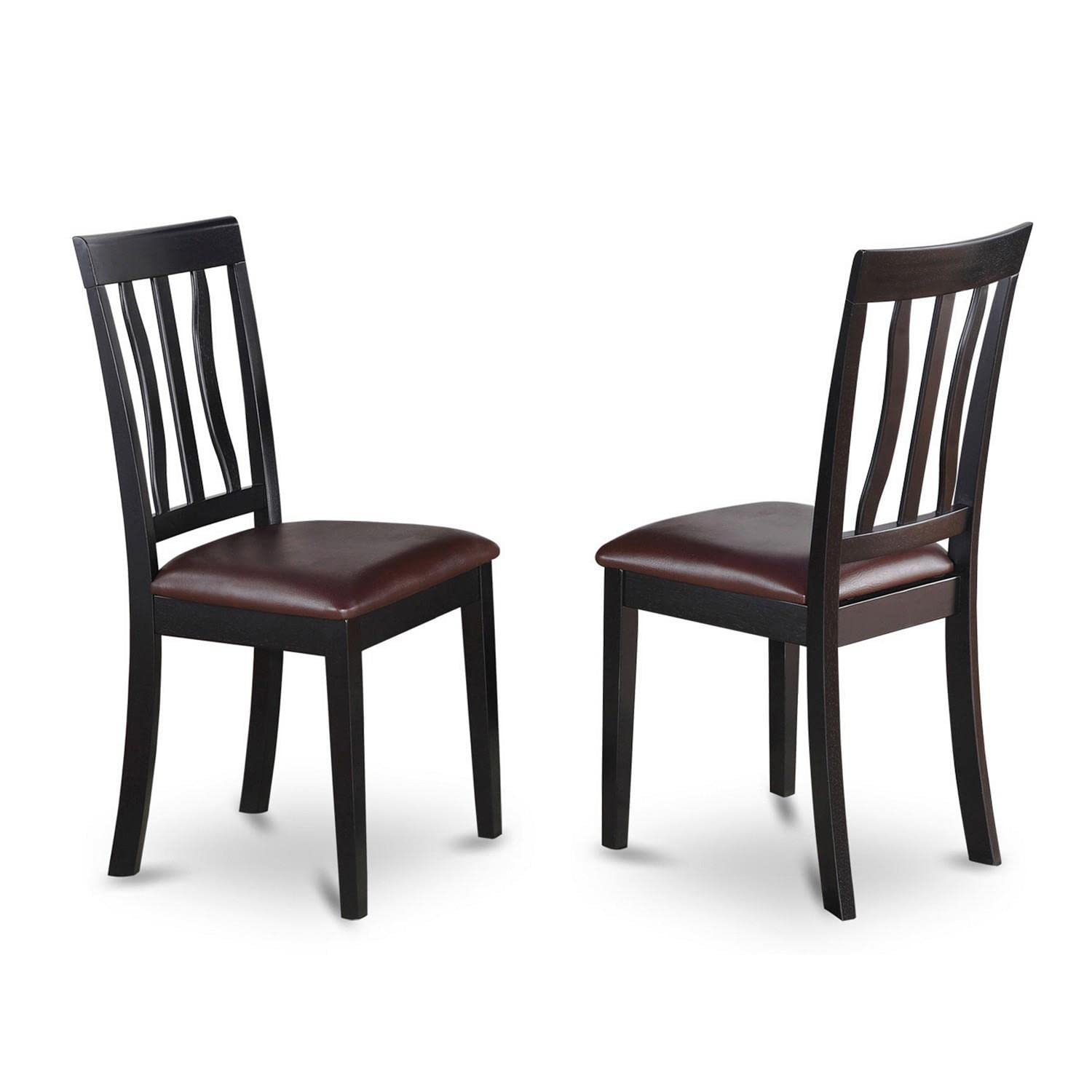 East West Furniture SUAN3-BCH-LC 3 Piece Dining Room Furniture Set Contains a Round Dining Table with Dropleaf & Shelves and 2 Faux Leather Upholstered Chairs, 42x42 Inch, Black & Cherry