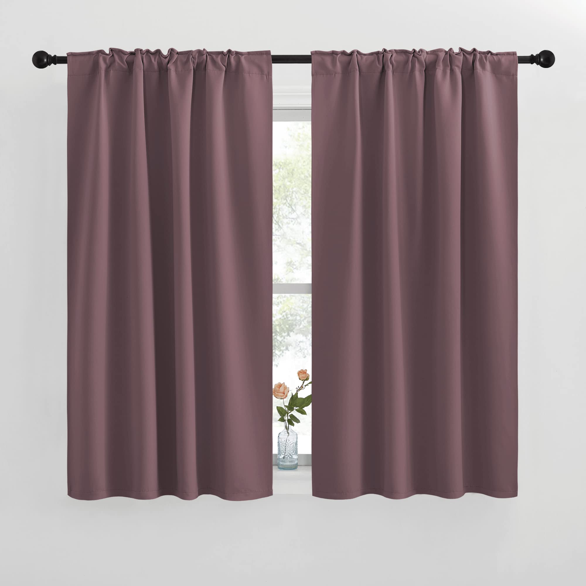 Nicetown Blackout Curtain Panels For Living Room - (Dry Rose Color) 42X50 Inch, 2 Panels Set, Room Darkening Blackout Drapes For Window