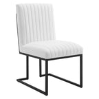 Modway Indulge Channel Tufted Fabric Dining Chair in White