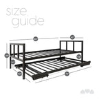 Milliard Twin Daybed with Pop Up Trundle, Black Metal Frame, Mattresses Sold Separately, Model MIL-TRNDL