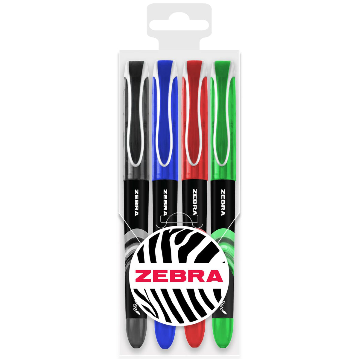 Zebra Fuente - Disposable Fountain Pen - 1.0Mm Fine Nib 0.6Mm Line Width - Wallet Of 4 (Classic Tones)