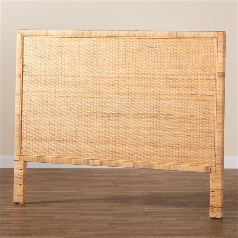 Baxton Studio Adelyn Rattan & Wood Queen Size Headboard in Brown