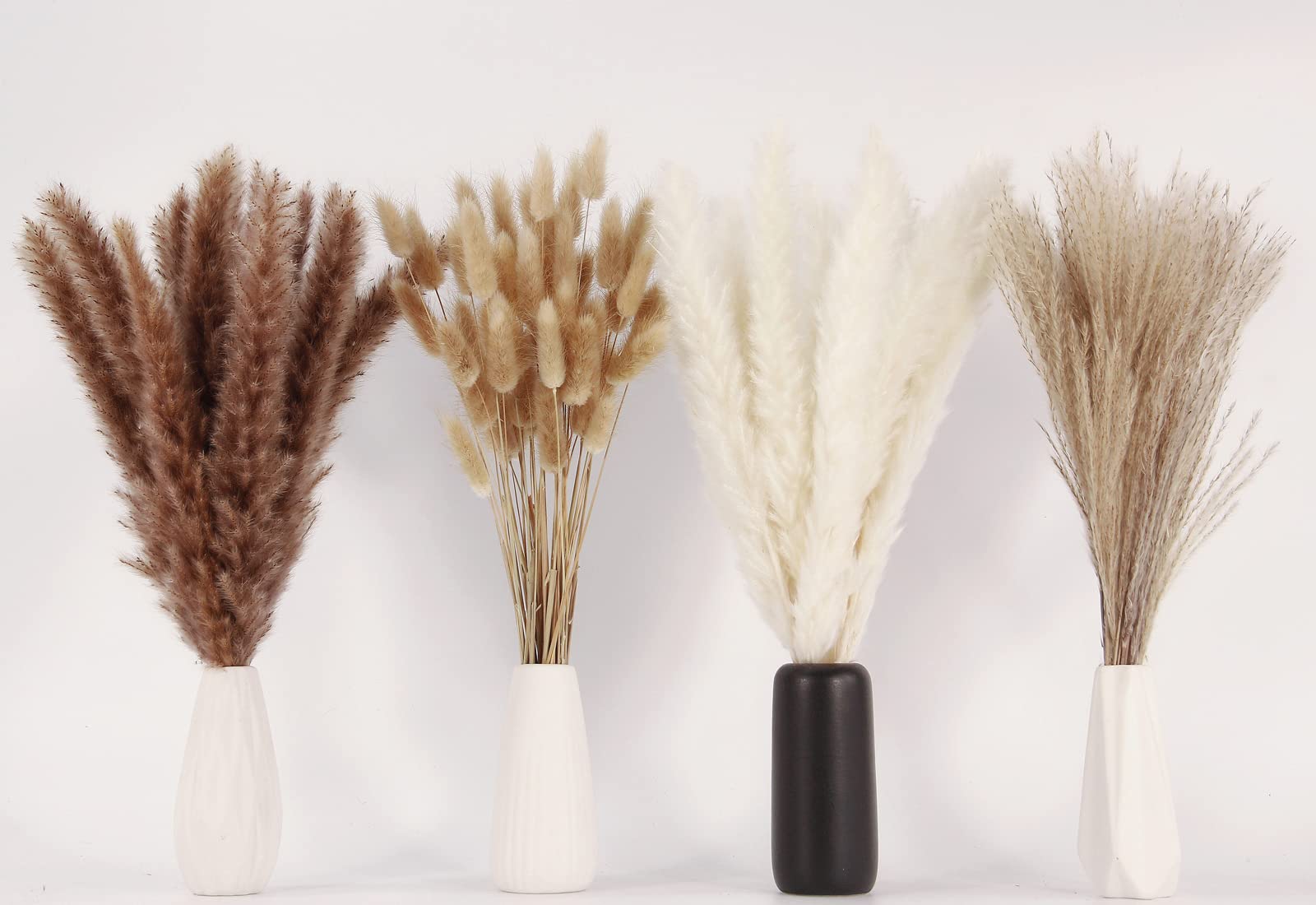 Dried Pampas Grass Decor, 100 Pcs Pampas Grass Contains Bunny Tails Dried Flowers, Reed Grass Bouquet For Wedding Boho Flowers H