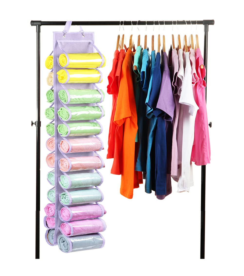 Rzmayis Nylon Legging Storage Bag Storage Hanger Can Holds 24 Leggings Or Shirts Jeans Compartment Storage Hanger, Foldable Legg