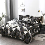 Clothknow Black Marble Comforter Set Full Geometric Bedding Comforter Men Boys Bed Comforter White Grey Triangle Bedding Comforter 3Pcs Black Comforter Sets Full Size