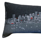HomeRoots Grey 45' Black Seattle Nighttime Skyline Lumbar Decorative Pillow