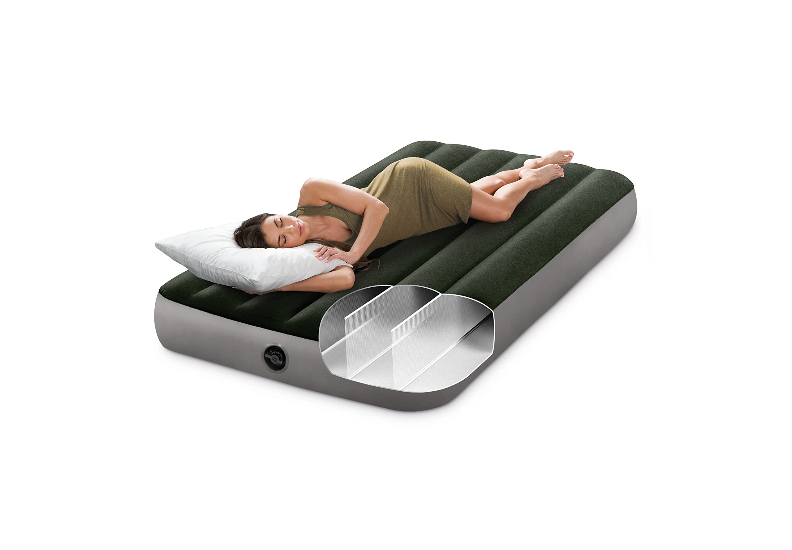Intex 64107E Dura-Beam Standard Prestige Air Mattress: Fiber-Tech - Twin Size - 10In Bed Height - 300Lb Weight Capacity - Pump Sold Separately