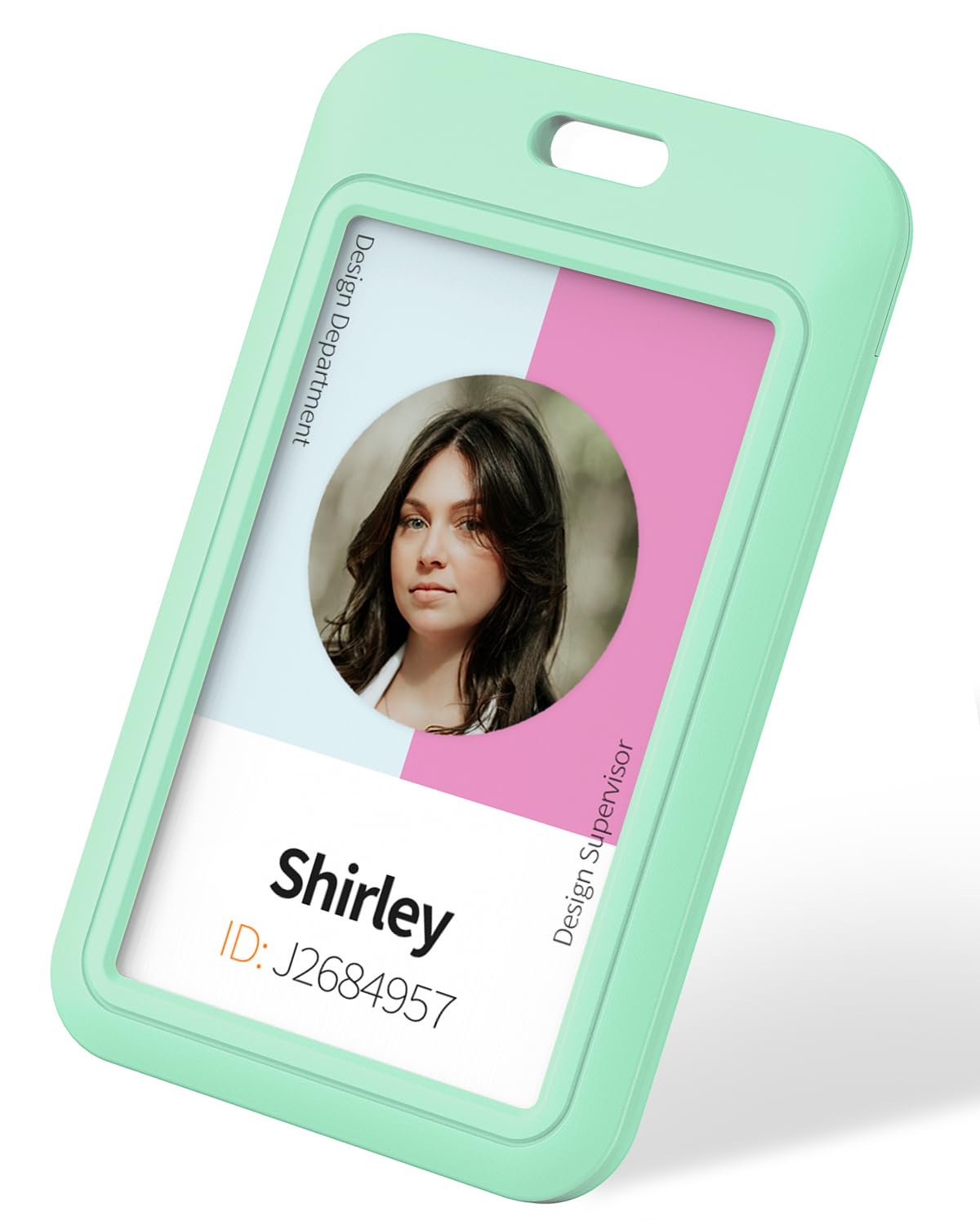Uniclife 3 Pack Sliding Id Badge Holder Vertical Hard Plastic Case With Clear Window Light-Green Card Protector Pouch For Office