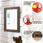 Aazzkang Rustic Wood Mirror Rectangle Decorative Wall Mirror With Frame Bedroom Living Room Bathroom Hanging Mirror