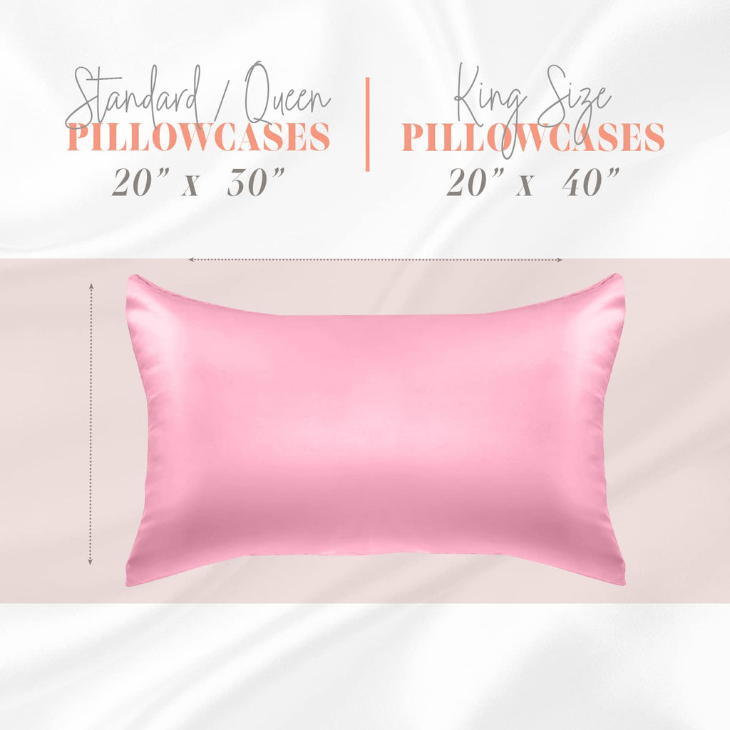 Elegant Comfort Silky And Luxurious 2-Piece Satin Pillowcase Set For Healthier Skin And Hair, Hidden Zipper Closure And Beautifully Packaged, Satin Pillowcase Set, Standard/Queen, Light Pink