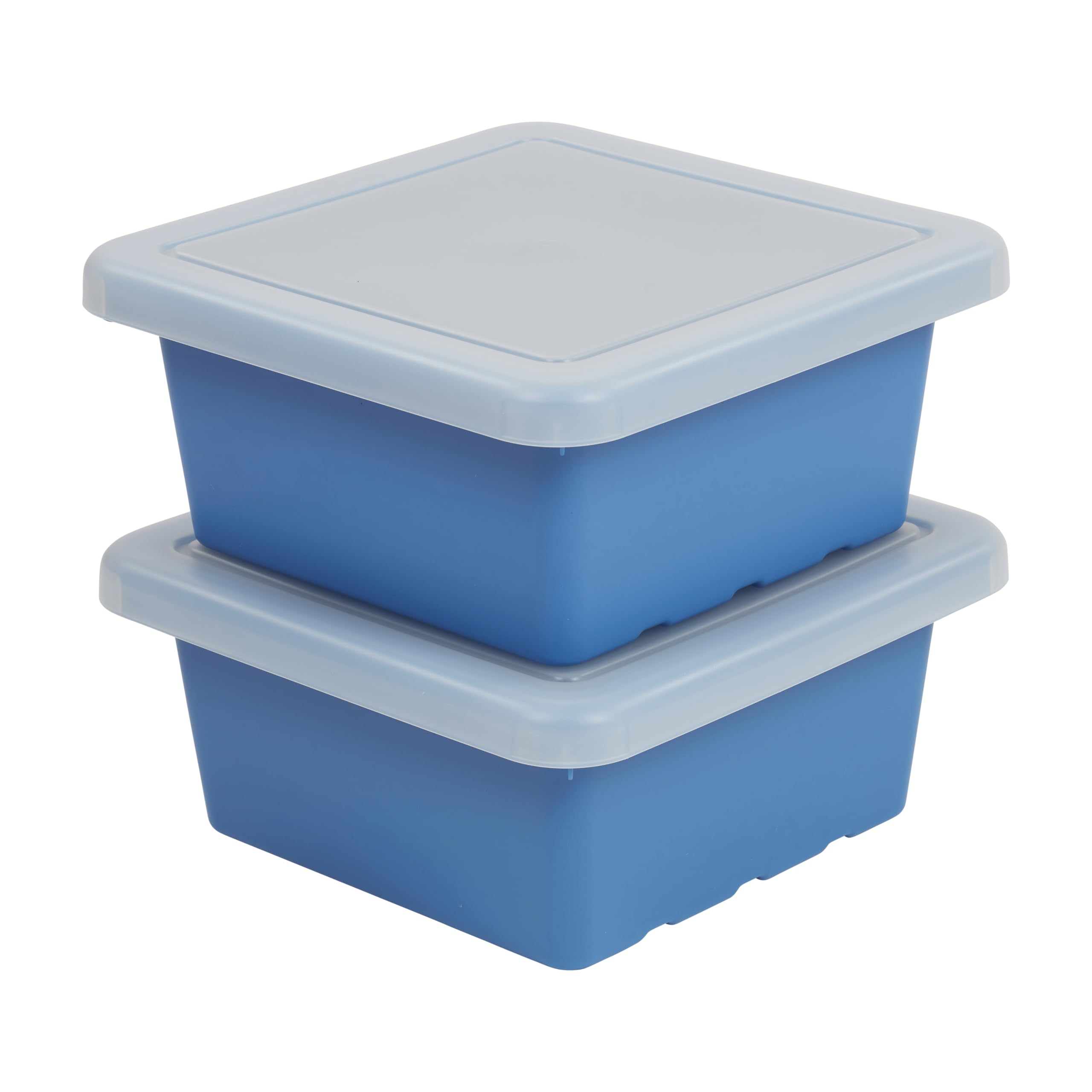 ECR4Kids Square Bin with Lid, Storage Containers, French Blue, 2-Pack