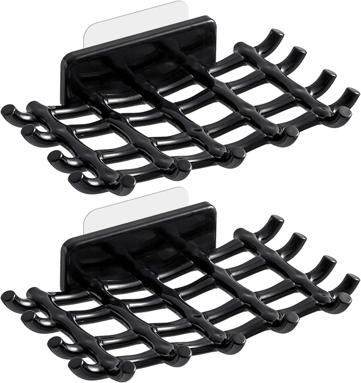 Potency Wall Mounted Soap Dish Self Adhesive with Drain Holes  Black
