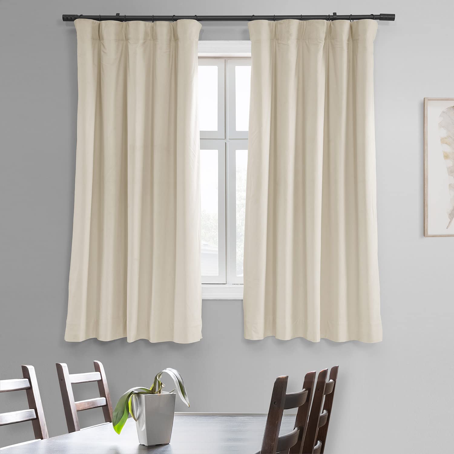 Hpd Half Price Drapes Signature Velvet Thermal Blackout Curtains For Living Room 63 Inch Long (1 Panel) Rod Pocket Insulated Blackout Curtains For Bedroom Window Curtains, 50W X 63L, Porcelain White