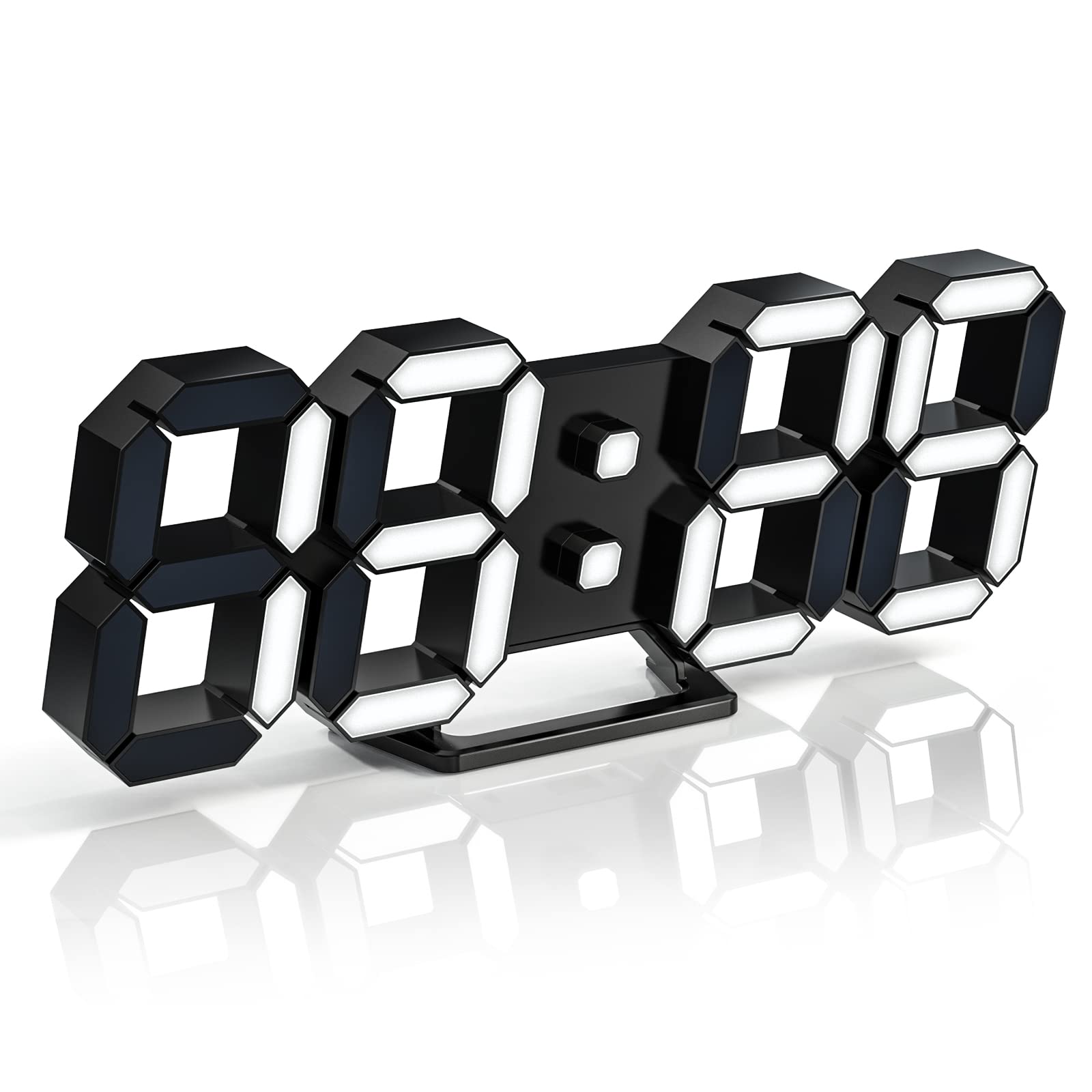 EDUP HOME 3D LED Clock Desk Alarm Clock Wall Clock with Remote Control, 9.7 LED Electronic Clocks, Snooze Model, Temperature, Ni