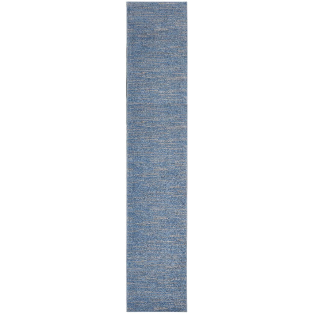 Nourison Essentials Solid Indoor/Outdoor Blue/Grey 2'2' X 16 Area Rug, Easy Cleaning, Non Shedding, Bed Room, Living Room, Dining Room, Deck, Patio, Backyard (2X16)