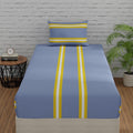 Huesland By Ahmedabad Cotton 144 Tc Cotton Bed Spread For Single Cot With 1 Pillow Cover | Striped Grey & Yellow