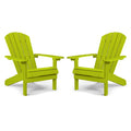 Yefu Adirondack Chairs Set Of 2 Plastic Weather Resistant, Outdoor Chairs 5 Steps Easy Installation, Like Real Wood, Widely Used In Outdoor, Patio, Lawn, Deck, Outside, Garden Chairs (Kelly Green)