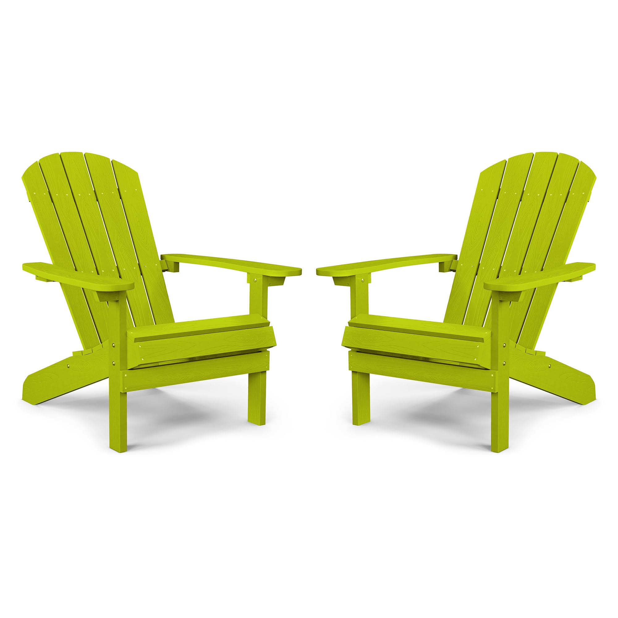 Yefu Adirondack Chairs Set Of 2 Plastic Weather Resistant, Outdoor Chairs 5 Steps Easy Installation, Like Real Wood, Widely Used In Outdoor, Patio, Lawn, Deck, Outside, Garden Chairs (Kelly Green)