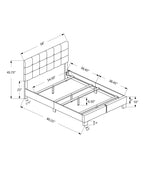 Monarch Specialties I 5801F Bed, Full Size, Bedroom, Upholstered, Frame Only, Transitional