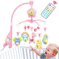 caterbee Baby Crib Mobile for Pack and Play, Crib Toys with Light and Musicial, Remote,Projector for Ages 0+ Months (Pink-Forest