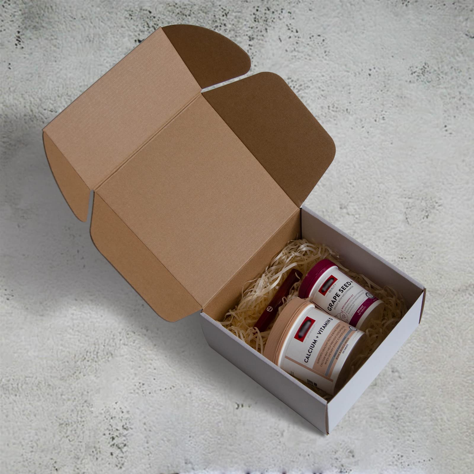 Sodissa 8X8X4 Inches Shipping Boxes Pack Of 25, White Corrugated Cardboard Boxes For Small Bussiness