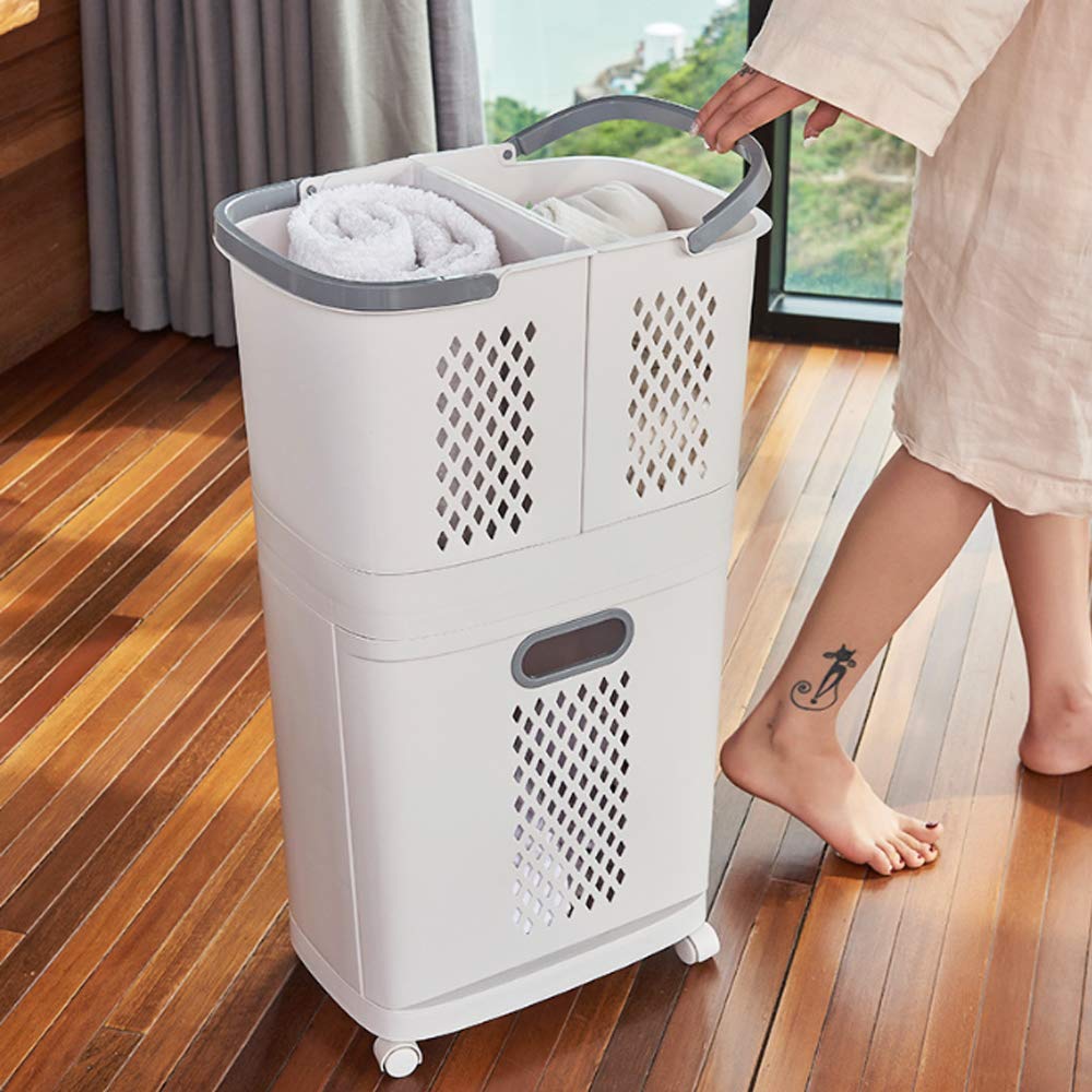 Bretoes Removable Laundry Basket Classification Thickened Storage Rack Household Storage Bucket White