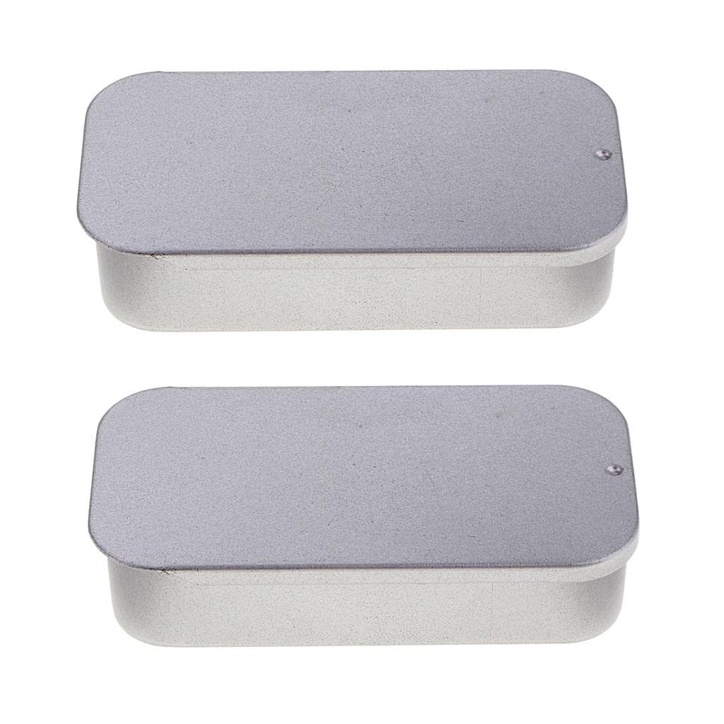 Merishopp 2X Metal Empty Rectangular Slide Top Tin Container Storage Case Gift Box