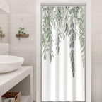 Ruelvth Stall Shower Curtain, Green Eucalyptus Small Shower Curtain Set With Hooks Waterproof Fabric Spring Sage Green Leaves Rv