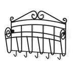 Spectrum Diversified Scroll Hooks Mount Entryway Mail & Keys, Wall Letter Holder For Home & Office Organization, Black