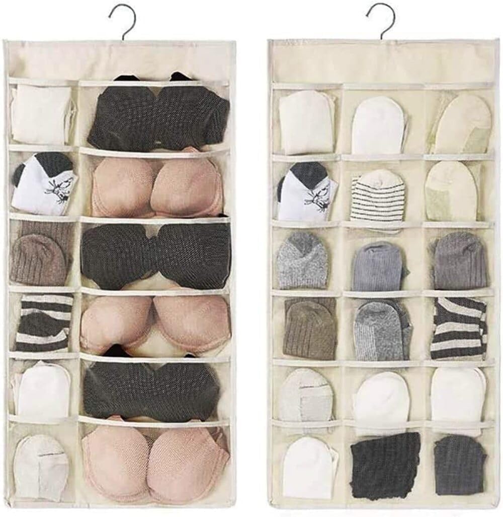 2V Brothers 30 Grid Transparent Double Sided Space Saver Wardrobe Closet Organizer For Socks Bra Panties Innerwear Undergarment 