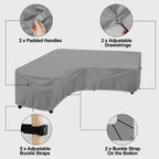 Outdoorlines Waterproof Outdoor Patio Sectional Cover - Uv Resistant & Windproof V-Shaped Patio Furniture Covers For Deck, Lawn And Backyard, 420D Heavy Duty Couch Cover 89' L (On Each Side) Gray