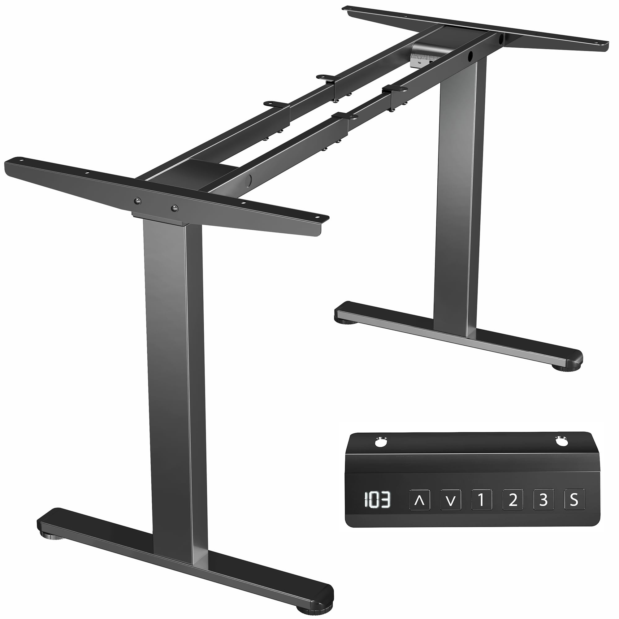 Vivo Electric Sit Stand Desk Frame, Dual Motor Memory Controller Height Adjustment, Frame Only, Black, Desk-E-200B