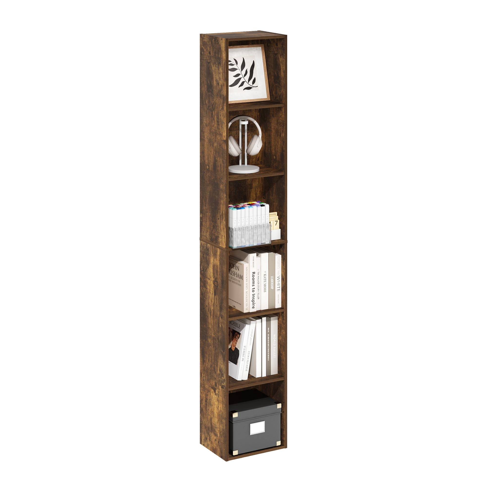 Furinno Luder 6-Tier Open Shelf Bookcase, Amber Pine