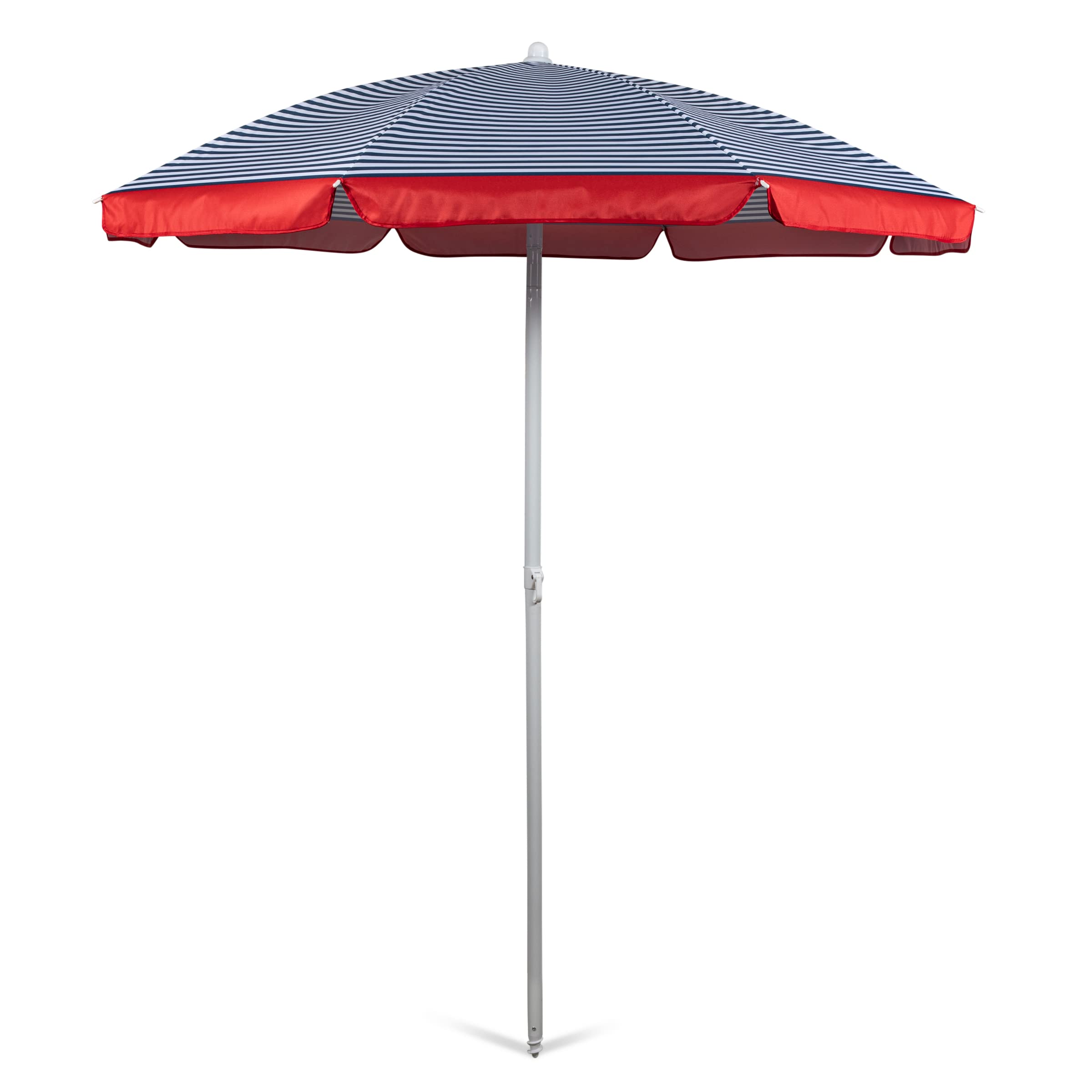 Picnic Time Outdoor Canopy Sunshade Beach Umbrella 5.5', Small Patio Umbrella, Beach Chair Umbrella, (Blue Pinstripe Pattern)