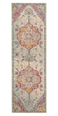 Safavieh Crystal Collection Runner Rug - 22 x 15, Orange & Teal, Medallion Distressed Design, Non-Shedding & Easy Care, Ideal 