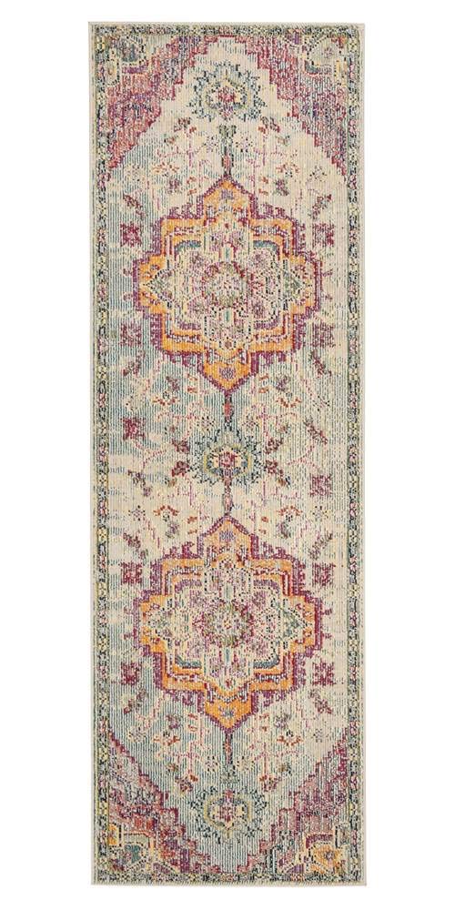 Safavieh Crystal Collection Runner Rug - 22 x 15, Orange & Teal, Medallion Distressed Design, Non-Shedding & Easy Care, Ideal 