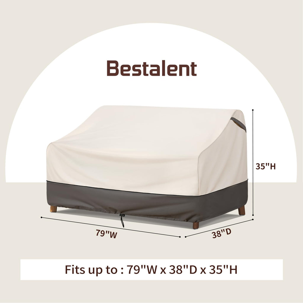 Bestalent Patio Furniture Covers Waterproof,Outdoor 3-Seater Sofa Cover Fits Up To 79W X 38D X 35H Inches