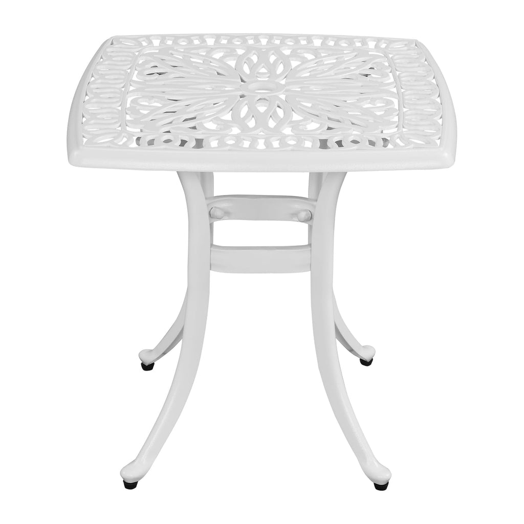 Vingli 21” Cast Aluminum Outdoor Side Table With 1.6” Umbrella Hole, All Weather Square Patio Coffee Table Porch Table Outdoor Bistro Table Outdoor End Table (White)…