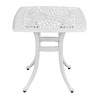 Vingli 21” Cast Aluminum Outdoor Side Table With 1.6” Umbrella Hole, All Weather Square Patio Coffee Table Porch Table Outdoor Bistro Table Outdoor End Table (White)…