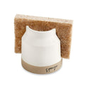 Mud Pie 41220001 Stoneware Sponge Holder, 3 1/2 x 3 1/2, Brown and White