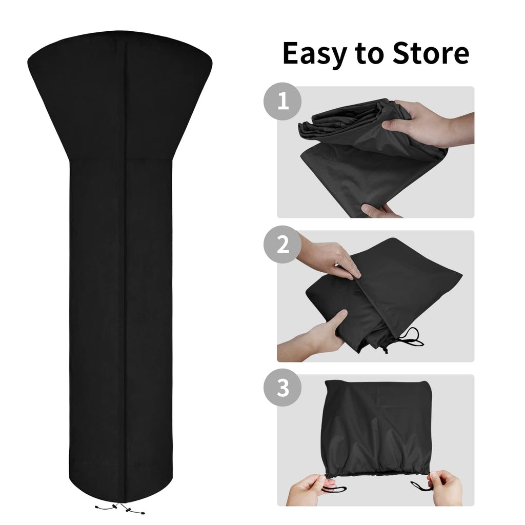 Easy-Going Patio Heater Cover With Zipper And Storage Bag, Waterproof Outdoor Heater Cover Dustproof, Uv-Resisant, Wind-Resistant (89'H X 33'D X 19'B, Black)