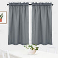 NANAN Waffle Woven Textured Short Curtains for Kitchen Waterproof Window Covering for Bathroom - 30 x 45, Grey, Set of 2