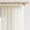 FMFUNCTEX Linen Sheer Pinch Pleated Curtains for Bedroom, Linen Flax Beige 63 Inch Length Sheer Curtain Panels for Living Room, 