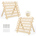 MOOACE 60-Spool Thread Holders, 2 Pack Wooden Thread Rack, Sewing Organizer with Hanging Hooks for Embroidery Quilting and Sewin
