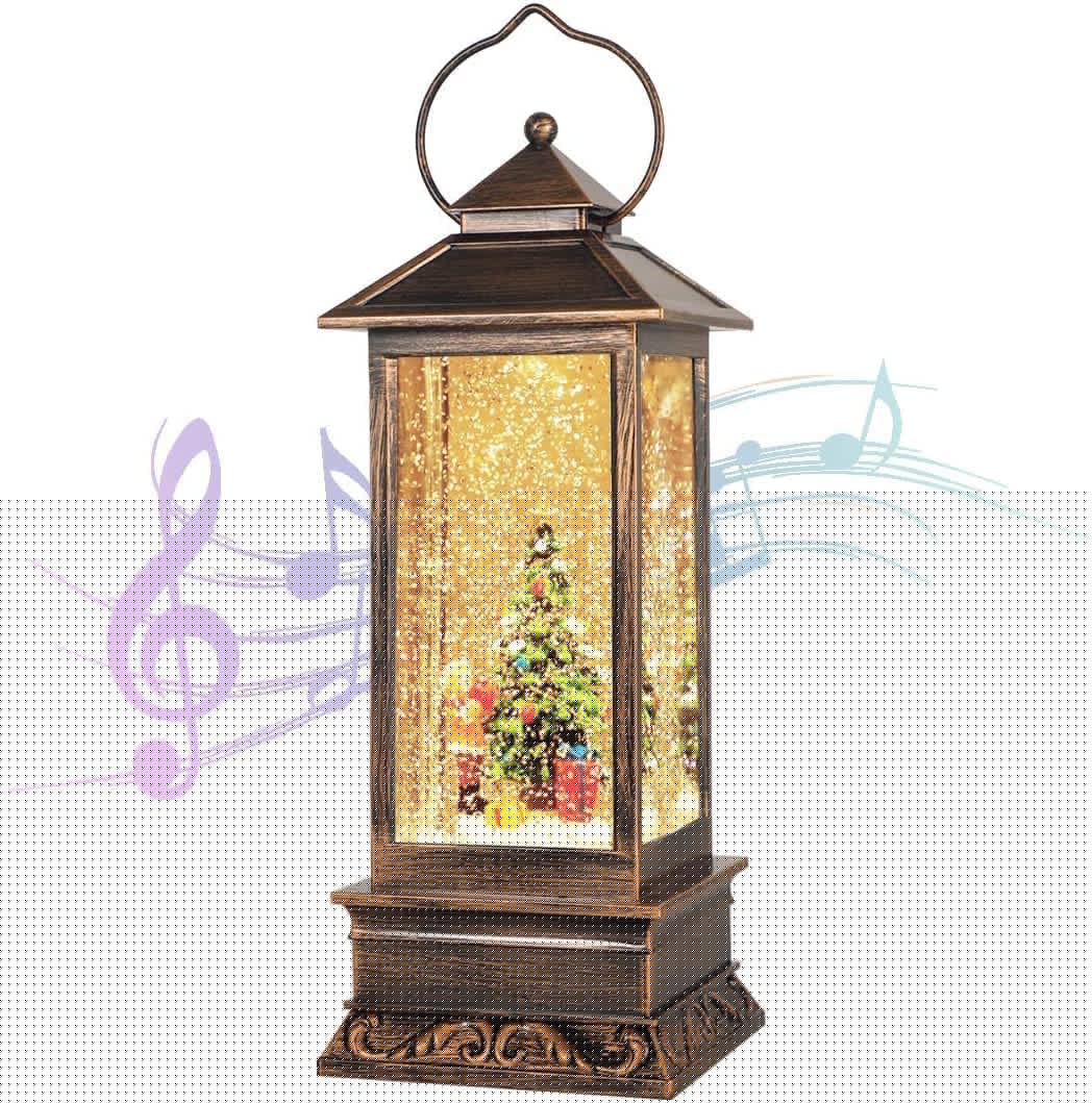 Christmas Decorations Home Lighted Christmas Snow Globe Christmas Lanterns Water Lanterns Glittering with Music USB and Battery 